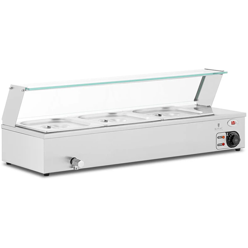 Bain-marie maisto šildytuvas šildantis bufetas su dangteliu 3 x GN 1/ 2 2000 W
