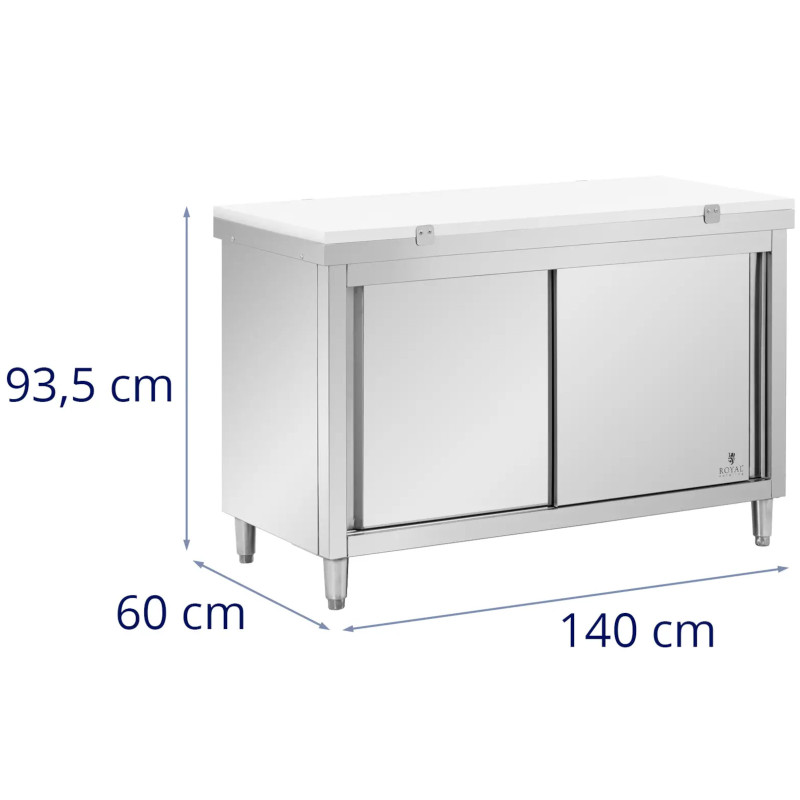 Laisvai pastatoma virtuvės spintelė su pjaustymo lenta STEEL 140 x 60 cm