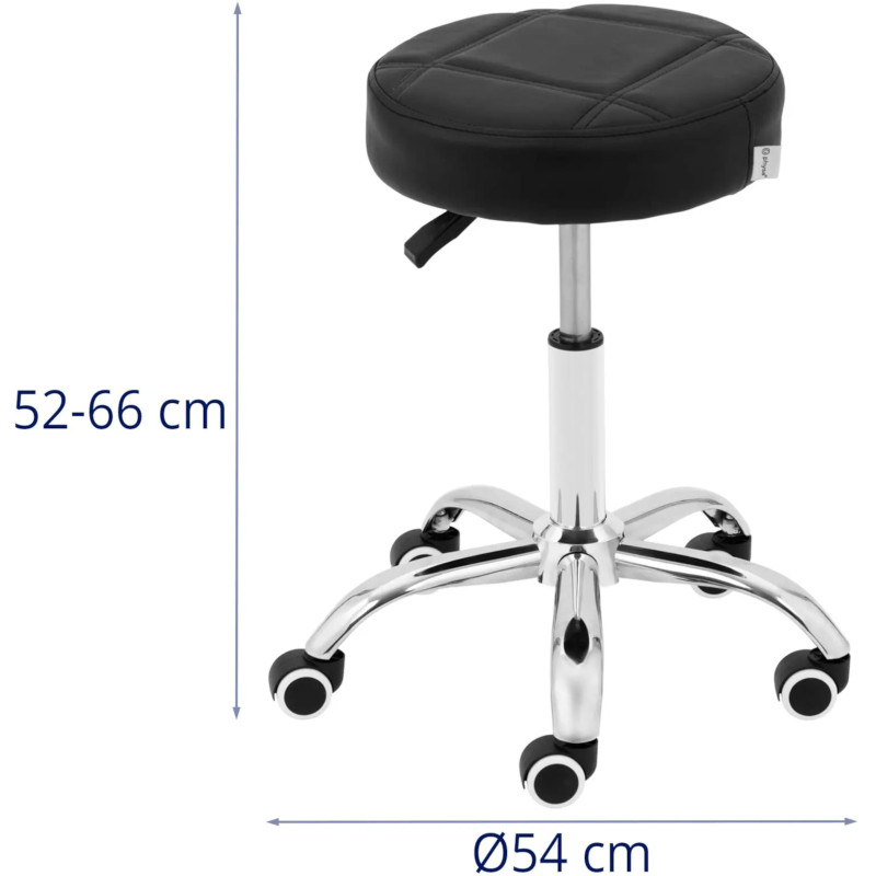 Kosmetinė taburetė ant ratukų iki 120 kg LECCO - juoda