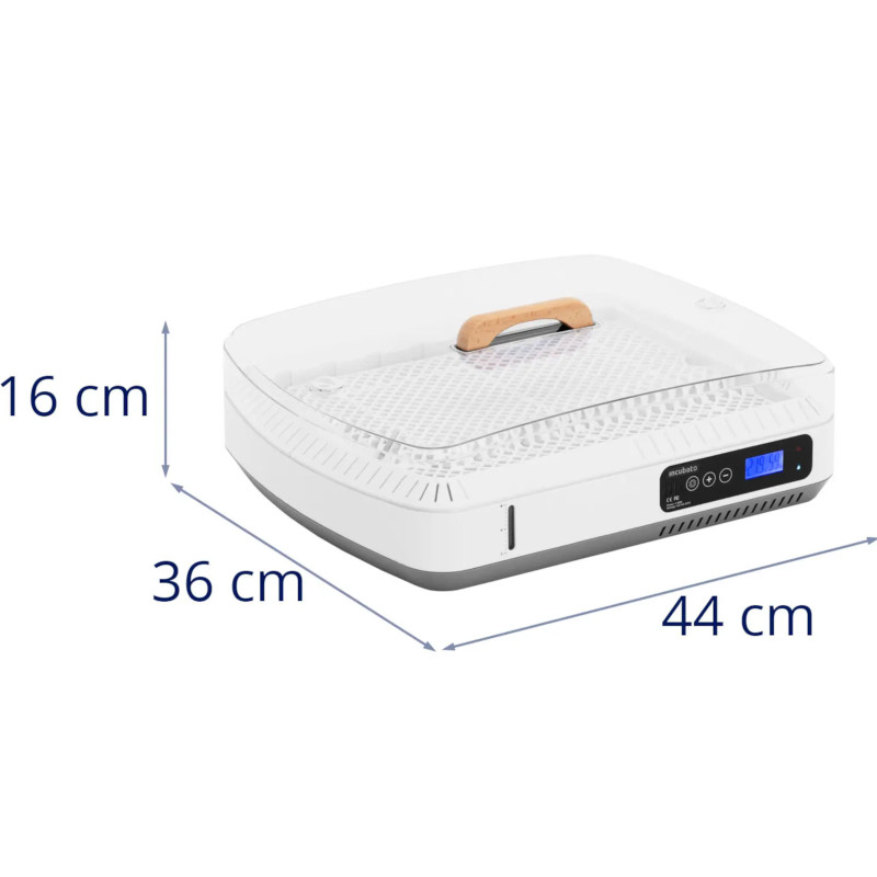 Inkubatorinis inkubatorius 35 kiaušiniams automatinis su drėkinimo sistema ir 80 W ovoskopu