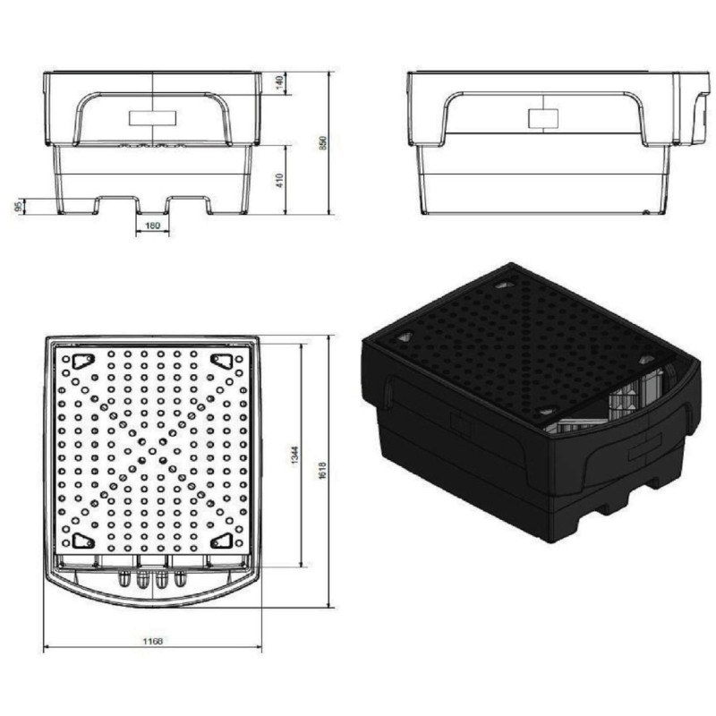 
Baseinas 1 IBC bakui 1100L plastikinis PE CEMO 10950
