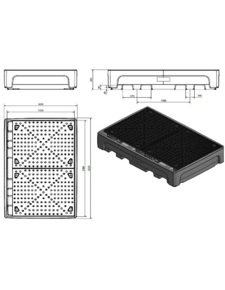 
Gaudymo baseinas 2 IBC bakams 1100L plastikinis PE CEMO 10952
