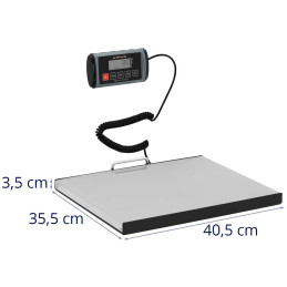 
LCD pašto siuntinių svarstyklės 35,5 x 40,5 cm 100 kg / 0,05 kg
