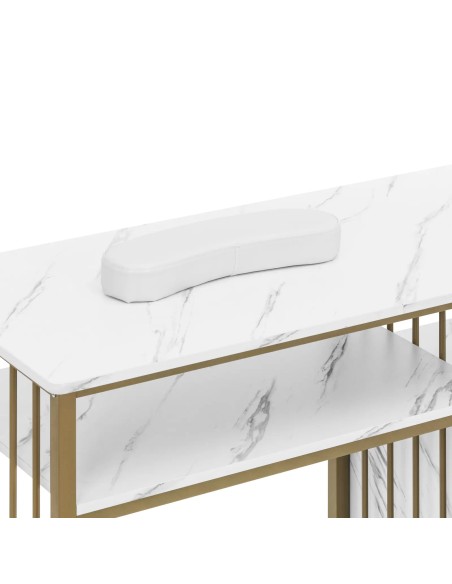 Manikiūro kosmetikos stalas su rankų atrama 3 stalčiais 110 x 46 cm – marmurinis auksas
 
Manikiūro kosmetikos stalas su rankų atrama 3 stalčiais 110 x 46 cm – marmurinis auksas