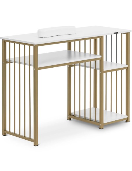 Manikiūro kosmetinis stalas su rankų atrama 110 x 46 cm - Baltas auksas
 
Manikiūro kosmetinis stalas su rankų atrama 110 x 46 cm - Baltas auksas