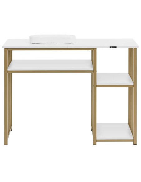 Manikiūro kosmetinis stalas su rankų atrama 110 x 46 cm - Baltas auksas
 
Manikiūro kosmetinis stalas su rankų atrama 110 x 46 cm - Baltas auksas