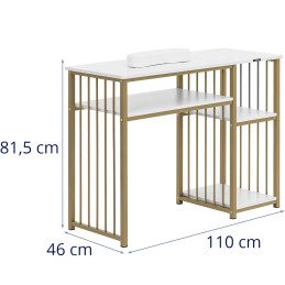 
Manikiūro kosmetinis stalas su rankų atrama 110 x 46 cm - Baltas auksas
