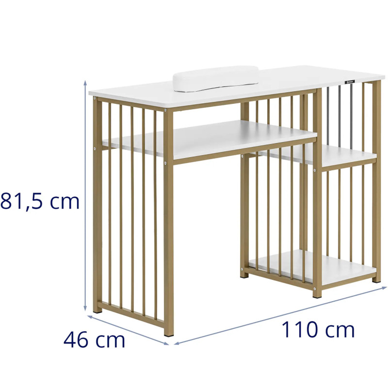 Manikiūro kosmetinis stalas su rankų atrama 110 x 46 cm - Baltas auksas