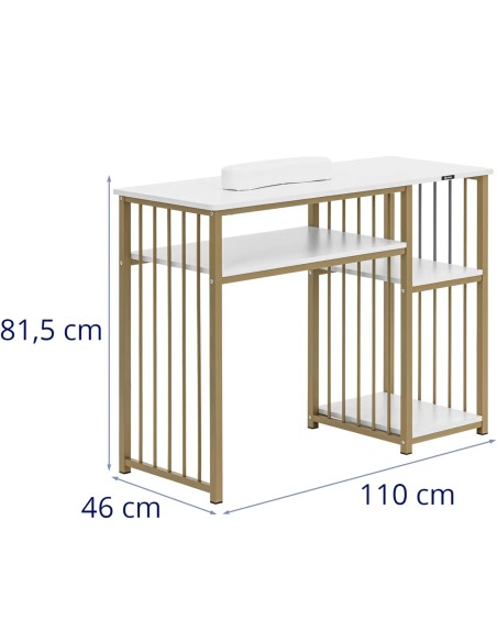 Manikiūro kosmetinis stalas su rankų atrama 110 x 46 cm - Baltas auksas
 
Manikiūro kosmetinis stalas su rankų atrama 110 x 46 cm - Baltas auksas