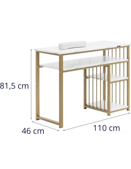 Kosmetinis manikiūro stalas su metaline rankų atrama 110 x 46 cm - marmurinis auksas
 
Kosmetinis manikiūro stalas su metaline rankų atrama 110 x 46 cm - marmurinis auksas