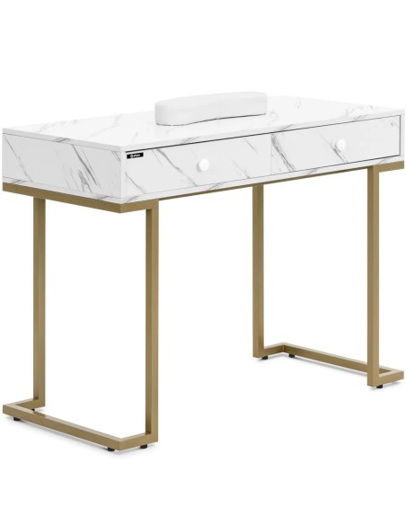 Manikiūro kosmetikos stalas su rankų atrama 2 stalčiais 106 x 52 cm – marmurinis auksas
 
Manikiūro kosmetikos stalas su rankų atrama 2 stalčiais 106 x 52 cm – marmurinis auksas