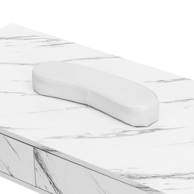 Manikiūro kosmetikos stalas su rankų atrama 2 stalčiais 106 x 52 cm – marmurinis auksas