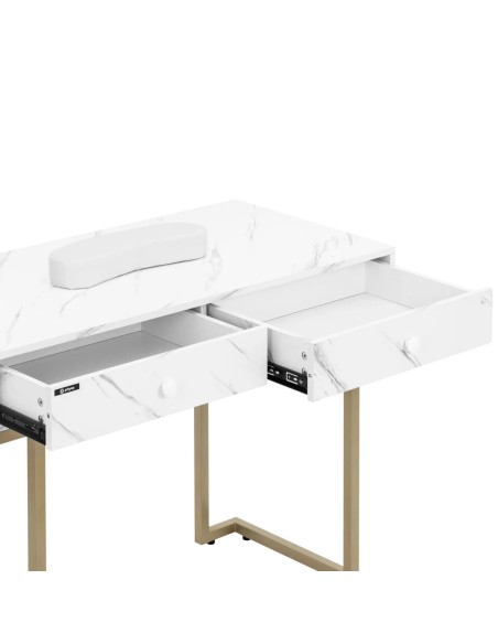 Manikiūro kosmetikos stalas su rankų atrama 2 stalčiais 106 x 52 cm – marmurinis auksas
 
Manikiūro kosmetikos stalas su rankų atrama 2 stalčiais 106 x 52 cm – marmurinis auksas