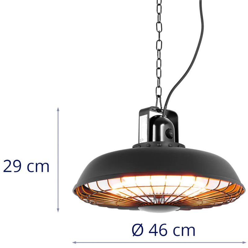 Infraraudonųjų spindulių terasos šildytuvo pakabinama lempa su nuotolinio valdymo pulteliu 600/ 1200/ 1800 W