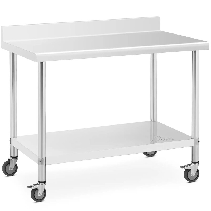 
Sieninis stalviršio stalas su ratlankiu ant ratukų 1 lentyna 120 x 60 cm iki 158 kg
