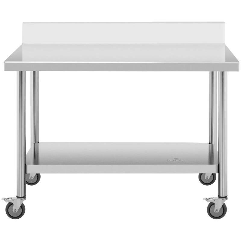 Sieninis stalviršio stalas su ratlankiu ant ratukų 1 lentyna 120 x 60 cm iki 158 kg
