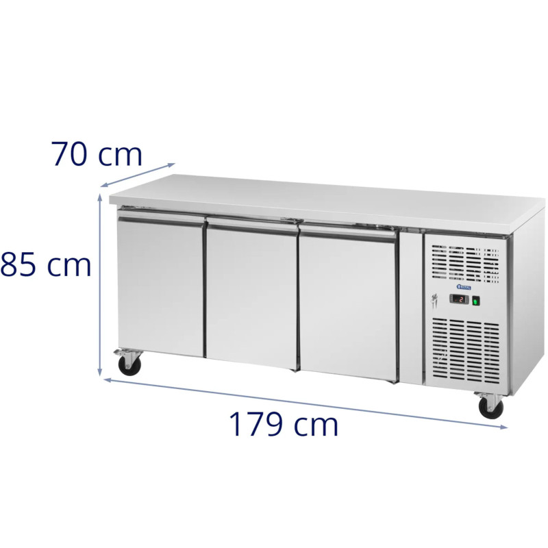 Šaldomas maitinimo stalas ant ratų 3 kamerų 410 l 179x70x85 cm