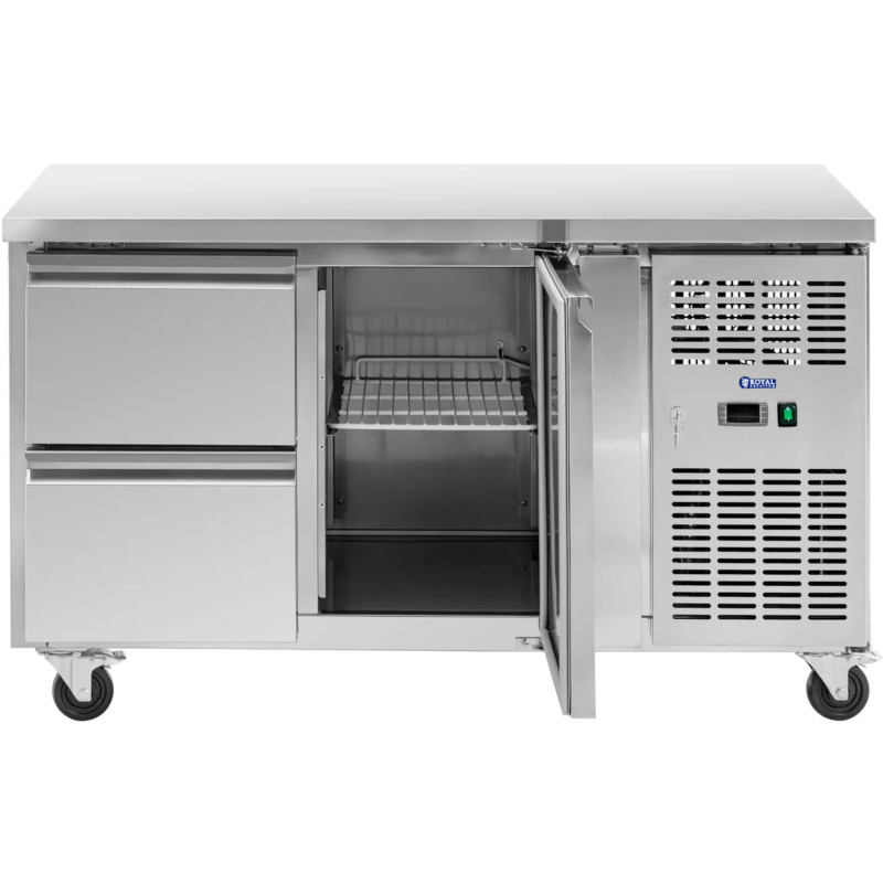 Šaldomas maitinimo stalas ant ratukų 1 skyrius 2 stalčiai 280 l 70x136x85 cm