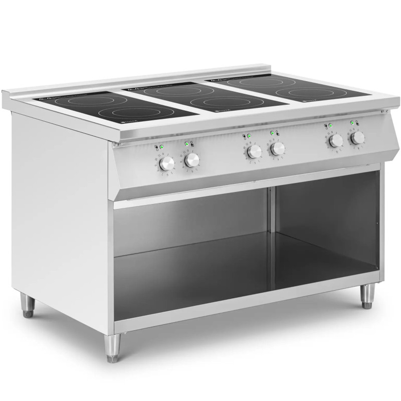 Atskirai pastatoma indukcinė viryklė atviru pagrindu 6 degikliais 25,5 kW