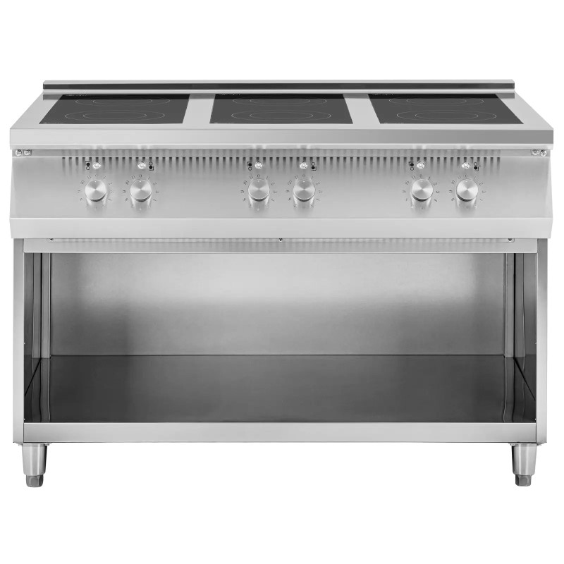 Atskirai pastatoma indukcinė viryklė atviru pagrindu 6 degikliais 25,5 kW