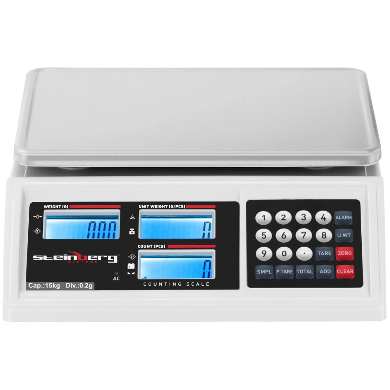 Komercinių parduotuvių svarstyklių skaičiavimas LCD RS232 15000 g / 0,2 g