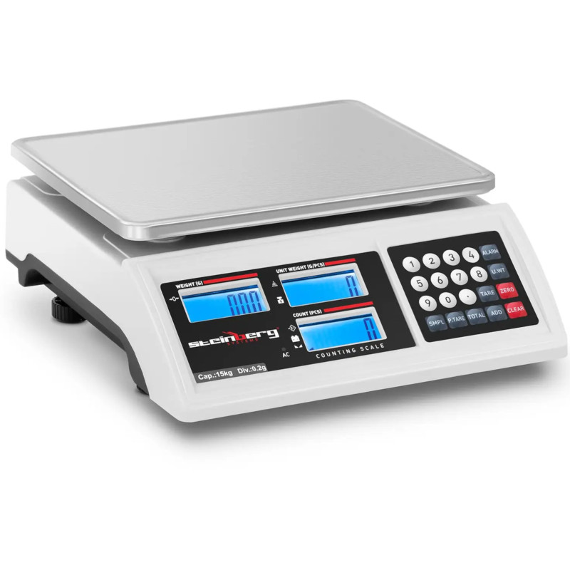 Komercinių parduotuvių svarstyklių skaičiavimas LCD RS232 15000 g / 0,2 g