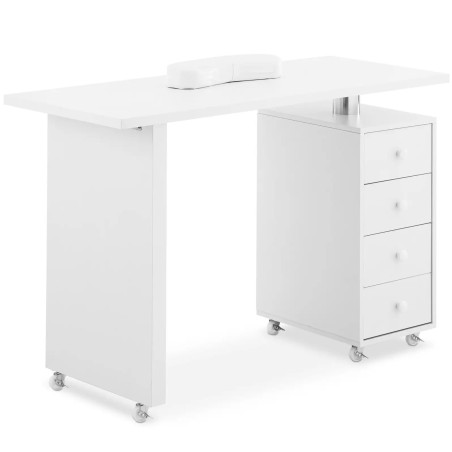 Manikiūro kosmetikos stalas su rankų atrama 4 stalčiais 119 x 45 cm - baltas
 
Manikiūro kosmetikos stalas su rankų atrama 4 stalčiais 119 x 45 cm - baltas