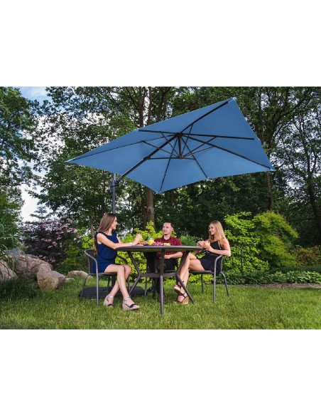 Šoninis sodo skėtis ant kvadratinės rankos 250 x 250 cm mėlynos spalvos Šoninis sodo skėtis ant kvadratinės rankos 250 x 250 cm mėlynos spalvos