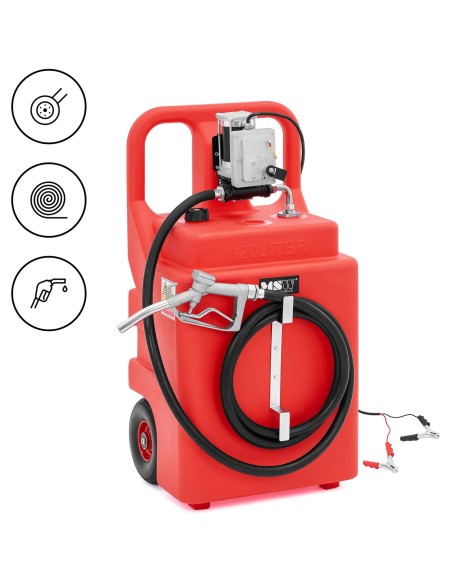 
Nešiojamas kuro bakas su elektriniu siurblio dozatoriumi ant ratų 62 l/ min 120 l
