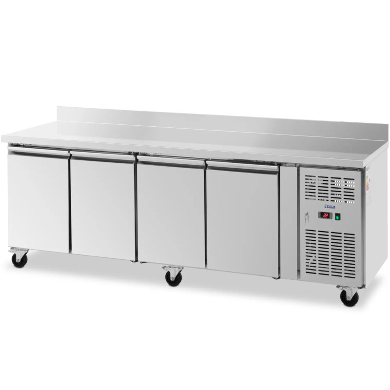 Šaldomas maitinimo stalas su ratlankiu ant ratų 4 kameros 550 l 223x70x95 cm