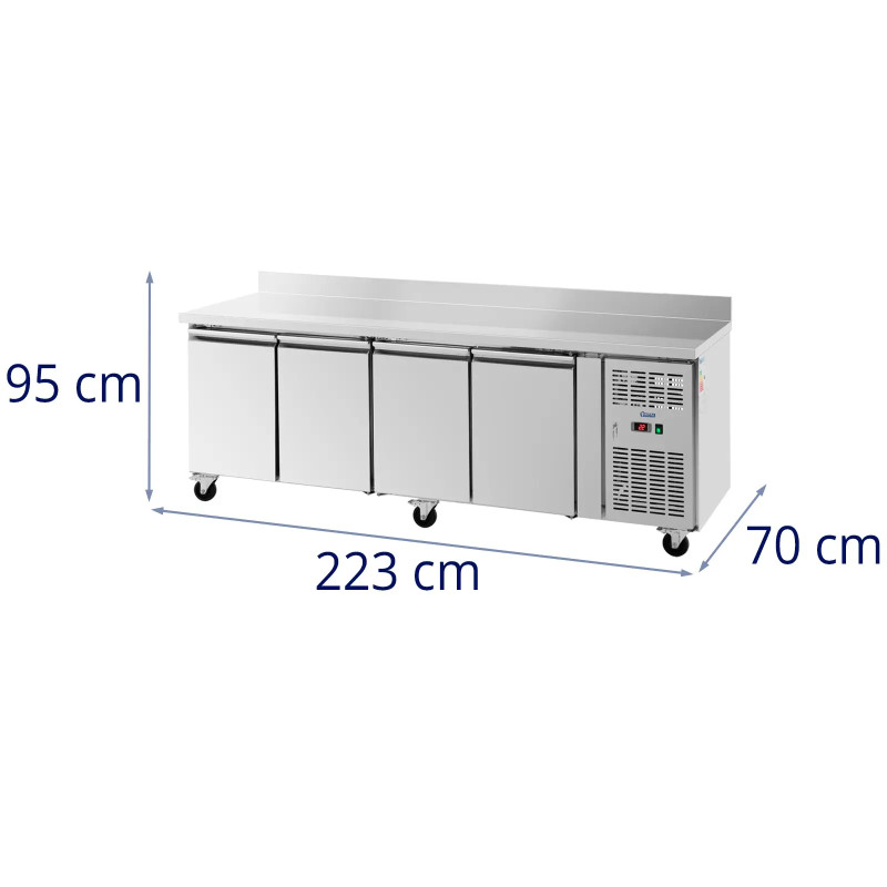 Šaldomas maitinimo stalas su ratlankiu ant ratų 4 kameros 550 l 223x70x95 cm