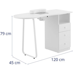 
Manikiūro kosmetinis stalas su dulkių surinkėju 120 x 45 cm - Baltas
