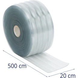 
PVC juostos užuolaidų ritinys gofruotas -20 iki 50 laipsnių 200 x 2 mm x 50 m
