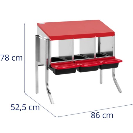 
Stovintis vištų dedeklių lizdas 3 kameros PLIENAS 86 x 52,5 x 78 cm
