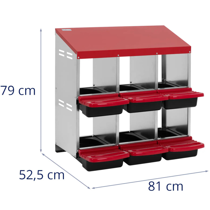 
Sieninis vištų dedeklių lizdas, 6 kameros, PLIENAS, 81 x 52,5 x 79 cm
