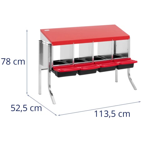 
Stovimas vištų dedeklių lizdas 4 kameros PLIENAS 113,5 x 52,5 x 78 cm
