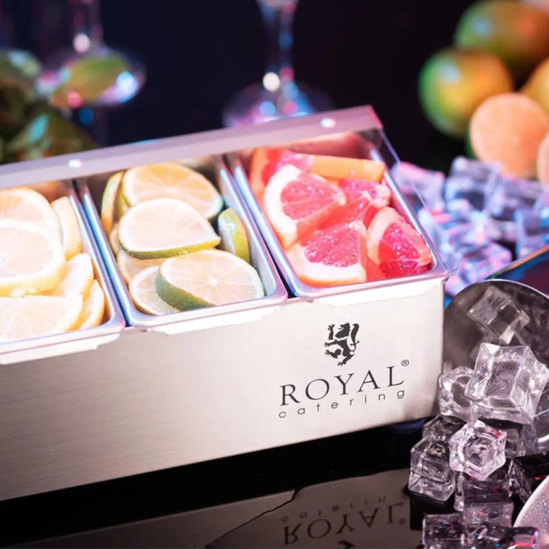 
Barmeno organizatoriaus indas gėrimų priedams su dangteliu 6 x 0,4 l
