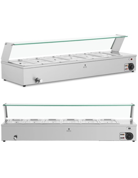 
Bain-marie maisto šildytuvas šildantis bufetas su dangteliu 6 x GN 1/ 3 2100 W
