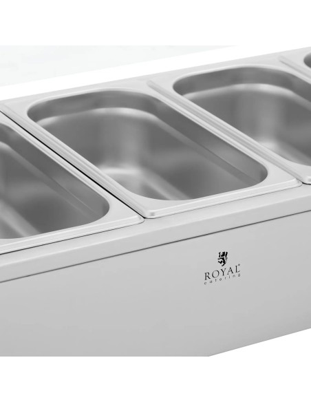 
Bain-marie maisto šildytuvas šildantis bufetas su dangteliu 6 x GN 1/ 3 2100 W
