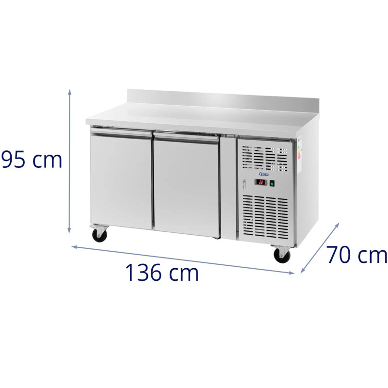 Šaldomas maitinimo stalas su ratlankiu ant ratų 2 kameros 260 l 136x70x95 cm