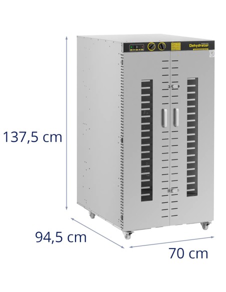 Pramoninė maisto džiovykla žolelėms, vaisiams, 24 lentynos, 40-90 C, 5850 W
 
Pramoninė maisto džiovykla žolelėms, vaisiams, 24 lentynos, 40-90 C, 5850 W