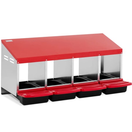 
Prie sienos tvirtinamas dedeklių vištų lizdas, 4 kameros, plienas, 52 x 107,5 x 49 cm
