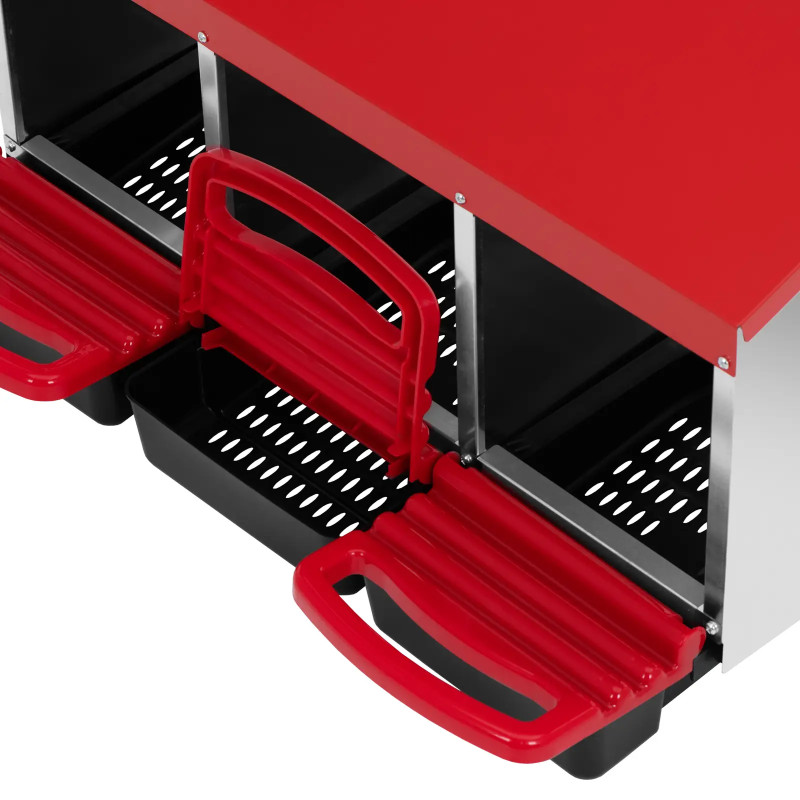 
Prie sienos tvirtinamas dedeklių vištų lizdas, 4 kameros, plienas, 52 x 107,5 x 49 cm
