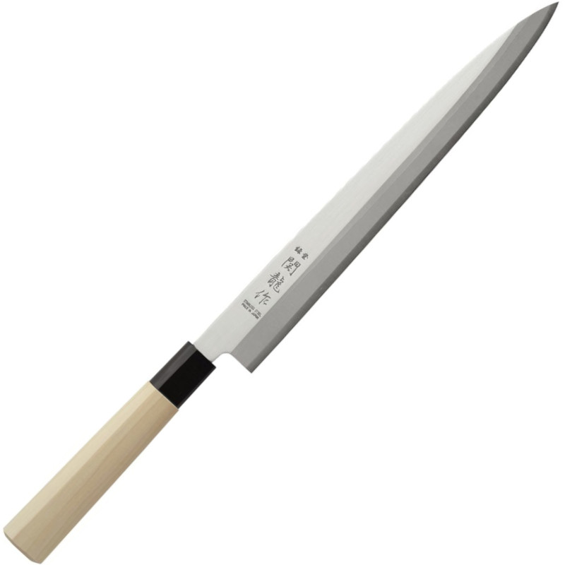 Japoniškas peilis SASHIMI su medine rankena 270/ 405 mm
Japoniškas peilis SASHIMI su medine rankena 270/ 405 mm