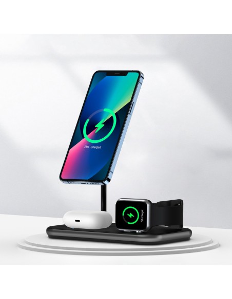 MFM Mfi indukcinio įkrovimo stoties įkroviklis, skirtas iPhone AirPods Pro Apple Watch pilkas MFM Mfi indukcinio įkrovimo stoties įkroviklis, skirtas iPhone AirPods Pro Apple Watch pilkas