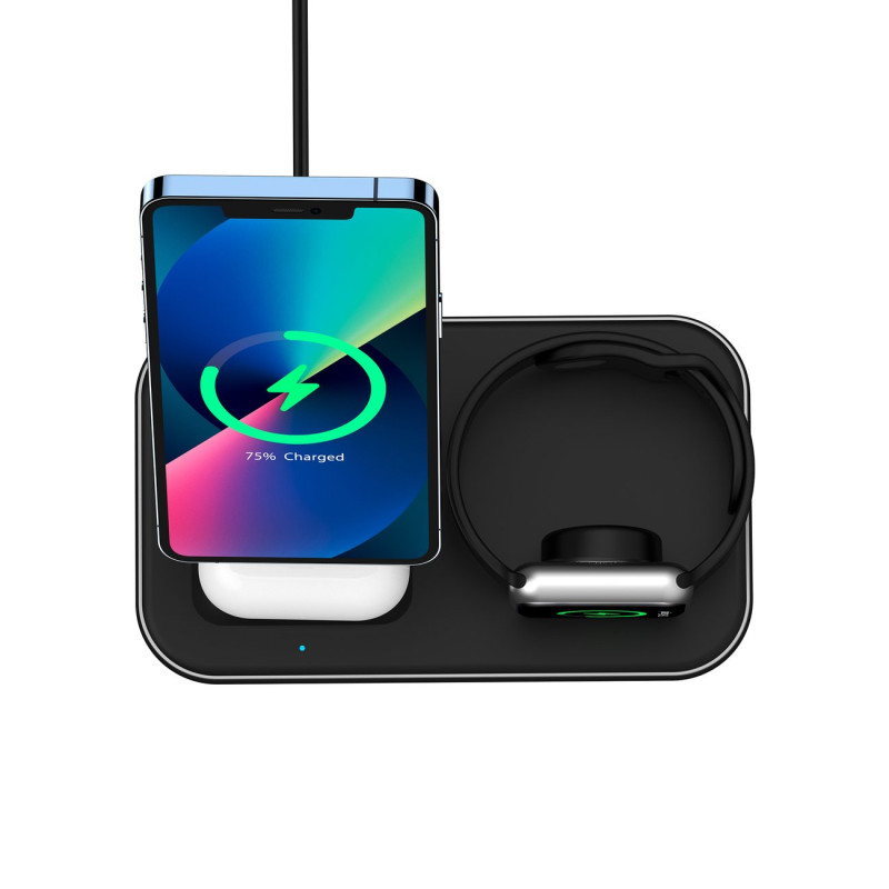 MFM Mfi indukcinio įkrovimo stoties įkroviklis, skirtas iPhone AirPods Pro Apple Watch pilkas