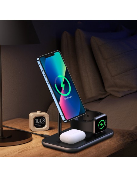 MFM Mfi indukcinio įkrovimo stoties įkroviklis, skirtas iPhone AirPods Pro Apple Watch pilkas MFM Mfi indukcinio įkrovimo stoties įkroviklis, skirtas iPhone AirPods Pro Apple Watch pilkas