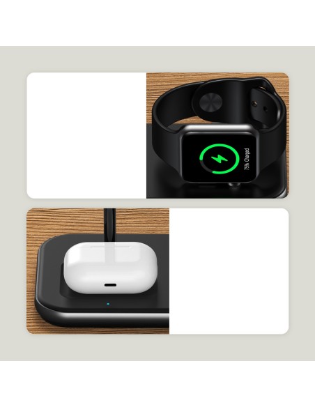 MFM Mfi indukcinio įkrovimo stoties įkroviklis, skirtas iPhone AirPods Pro Apple Watch pilkas MFM Mfi indukcinio įkrovimo stoties įkroviklis, skirtas iPhone AirPods Pro Apple Watch pilkas