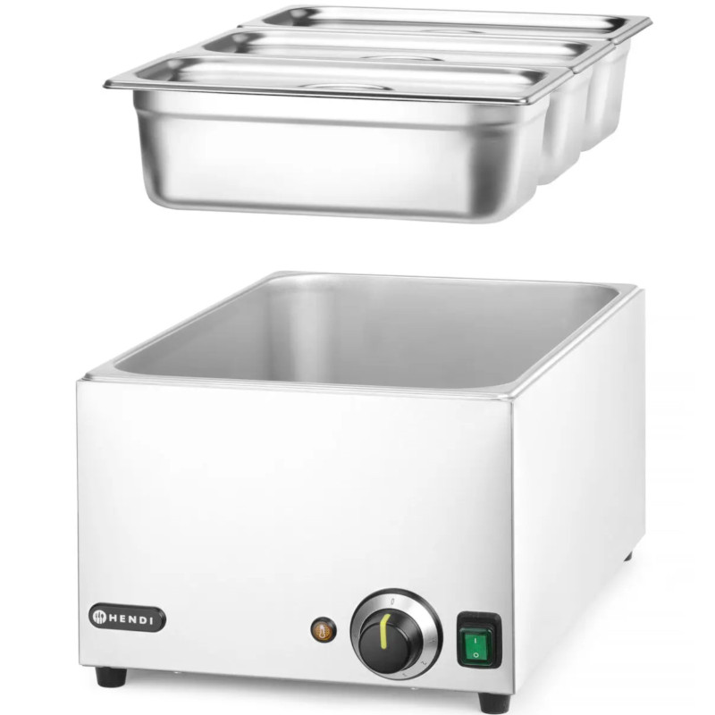 Bain-marie maisto šildytuvas 3x GN 1/ 3 100 mm su dangteliais 1000 W