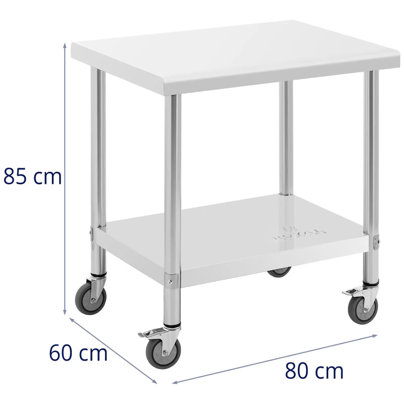 Stalo stalviršis ant ratų 2 lygių 60 x 80 cm PLIENAS iki 135 kg